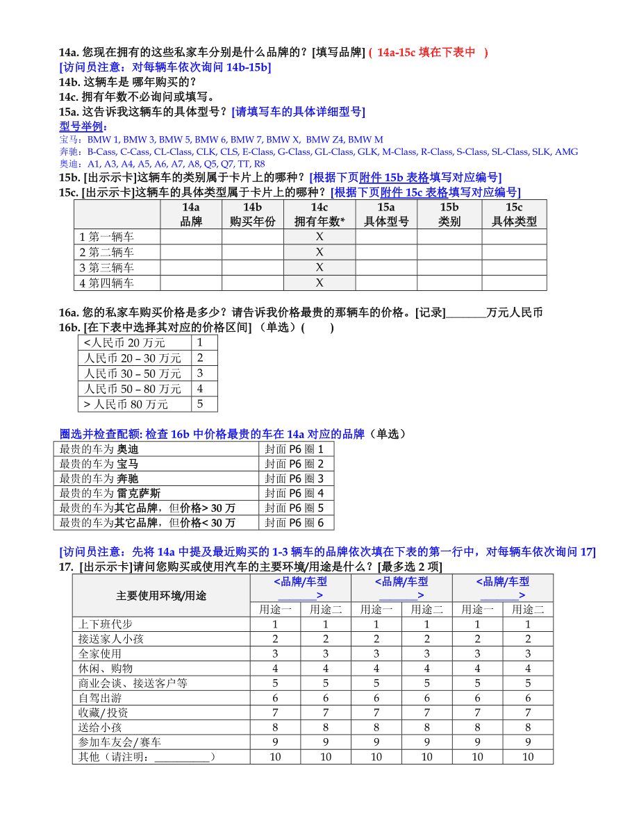 汽车营销调查问卷(汽车营销调查问卷中问题的提问方法)